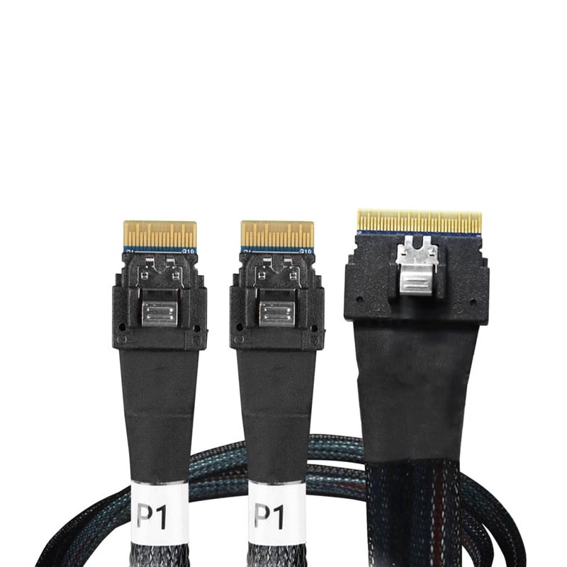 Icy Dock كابل MB306L-B SlimSAS 8i SFF-8654 إلى 2X SlimSAS 4i SFF-8654 - 0.5م - Image 1